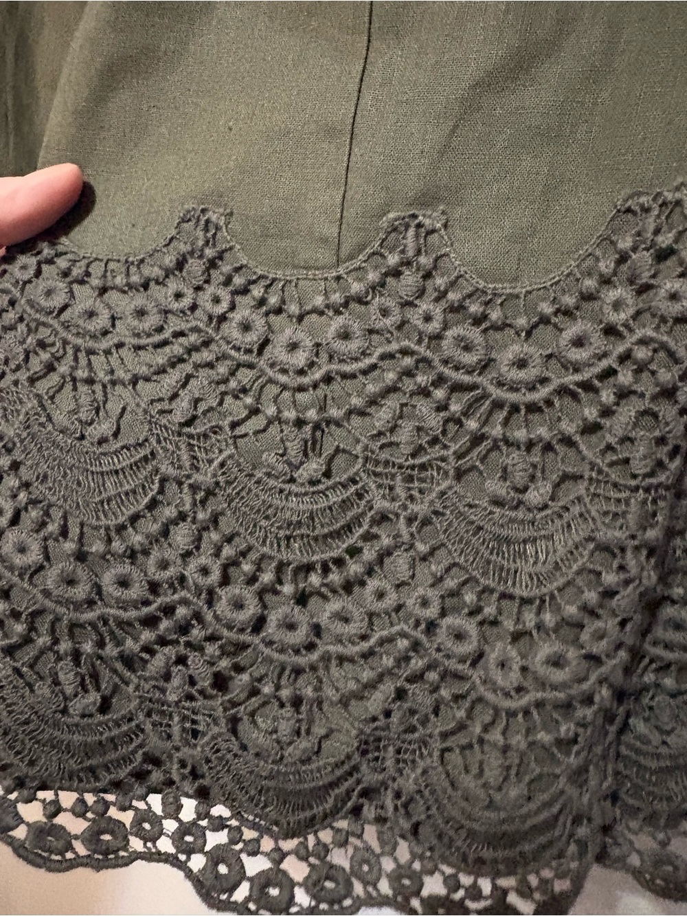 Coldwater Creek Olive Open Crochet-Hem Blazer #2324 - Picture 3 of 8